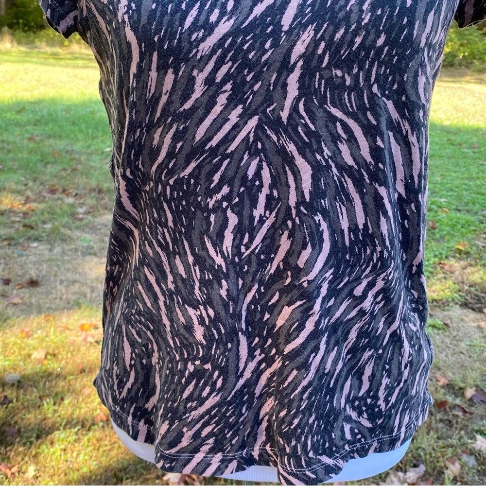 ATHLETA TOP TEE SHORT CAP SLEEVE BLACK TAN BROWN SIZE S - Picture 3 of 9